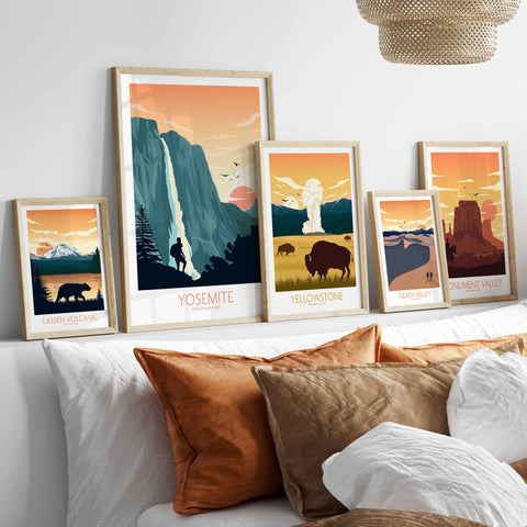 Collection of National Park Posters in a gallery wall setting