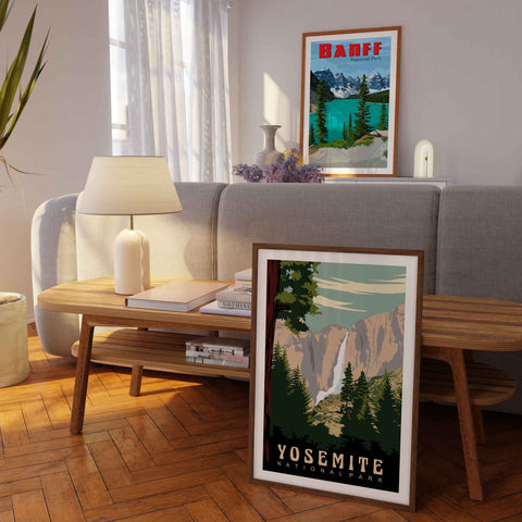 Set of 2 National Park Posters in Frames in Living Room