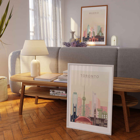 City Skyline Poster Prints in Living Room 