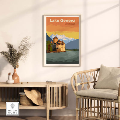 lake geneva poster switzerland print