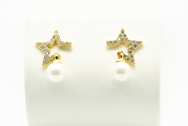 Star Earrings | 925 Silver Earrings | Sterling Silver Earrings | CZ Earrings | Star Jewelry | Cubic Zirconia Jewelry | Gold Earrings