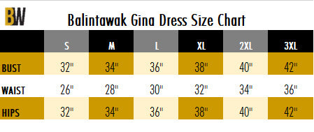 Barong Warehouse - Balintawak Gina Dress Size Chart