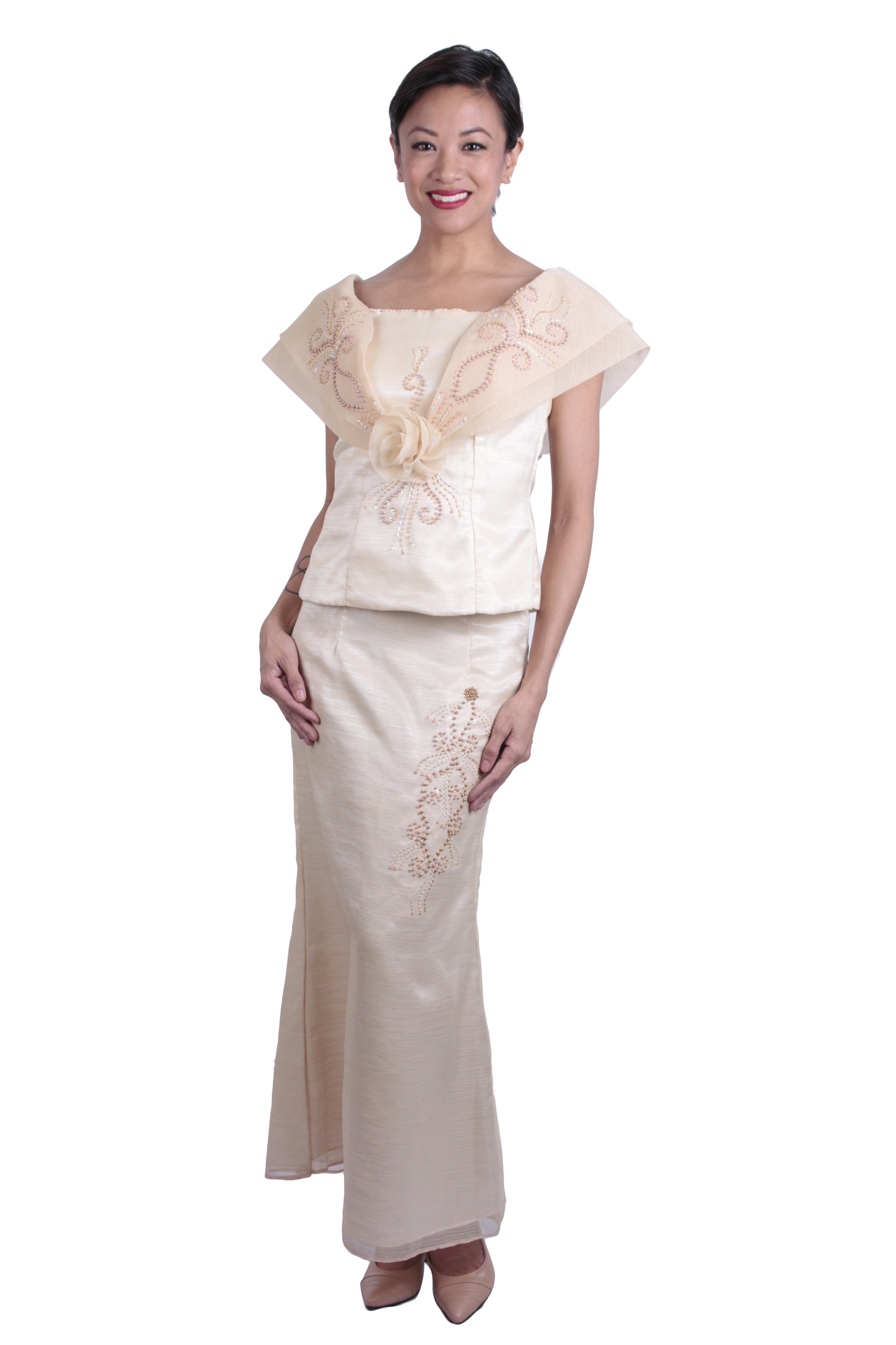 Modern Filipiniana Blouse And Skirt