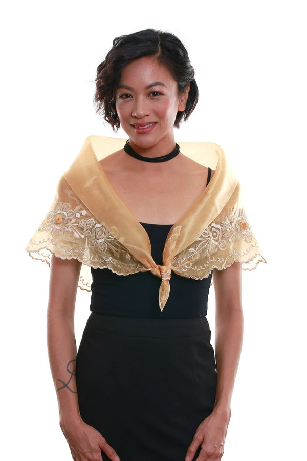 filipiniana dress with shawl