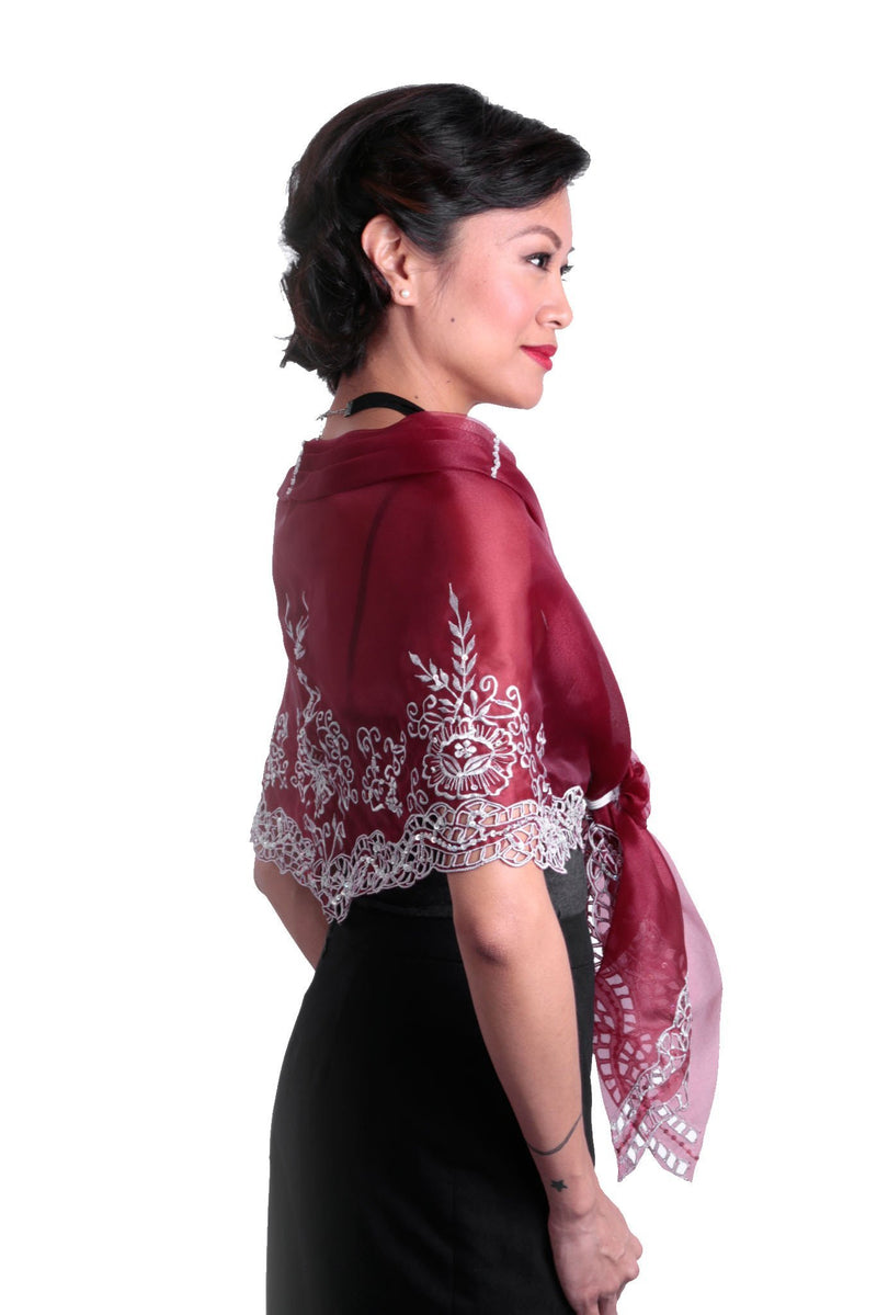 Cutwork Alampay Maroon  002 Filipiniana BARONG  WAREHOUSE