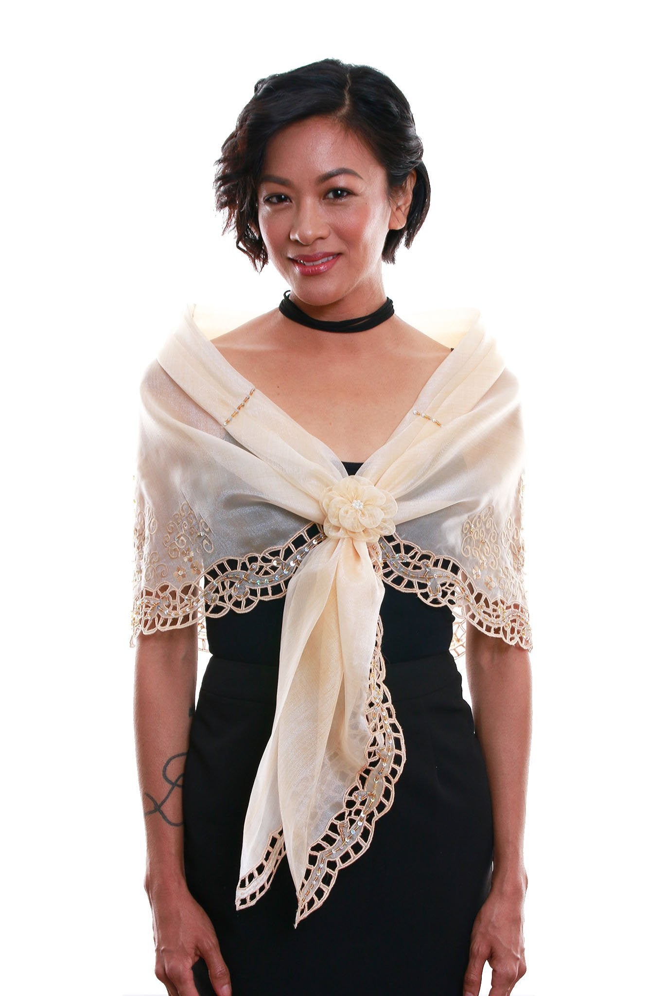 filipiniana dress with alampay