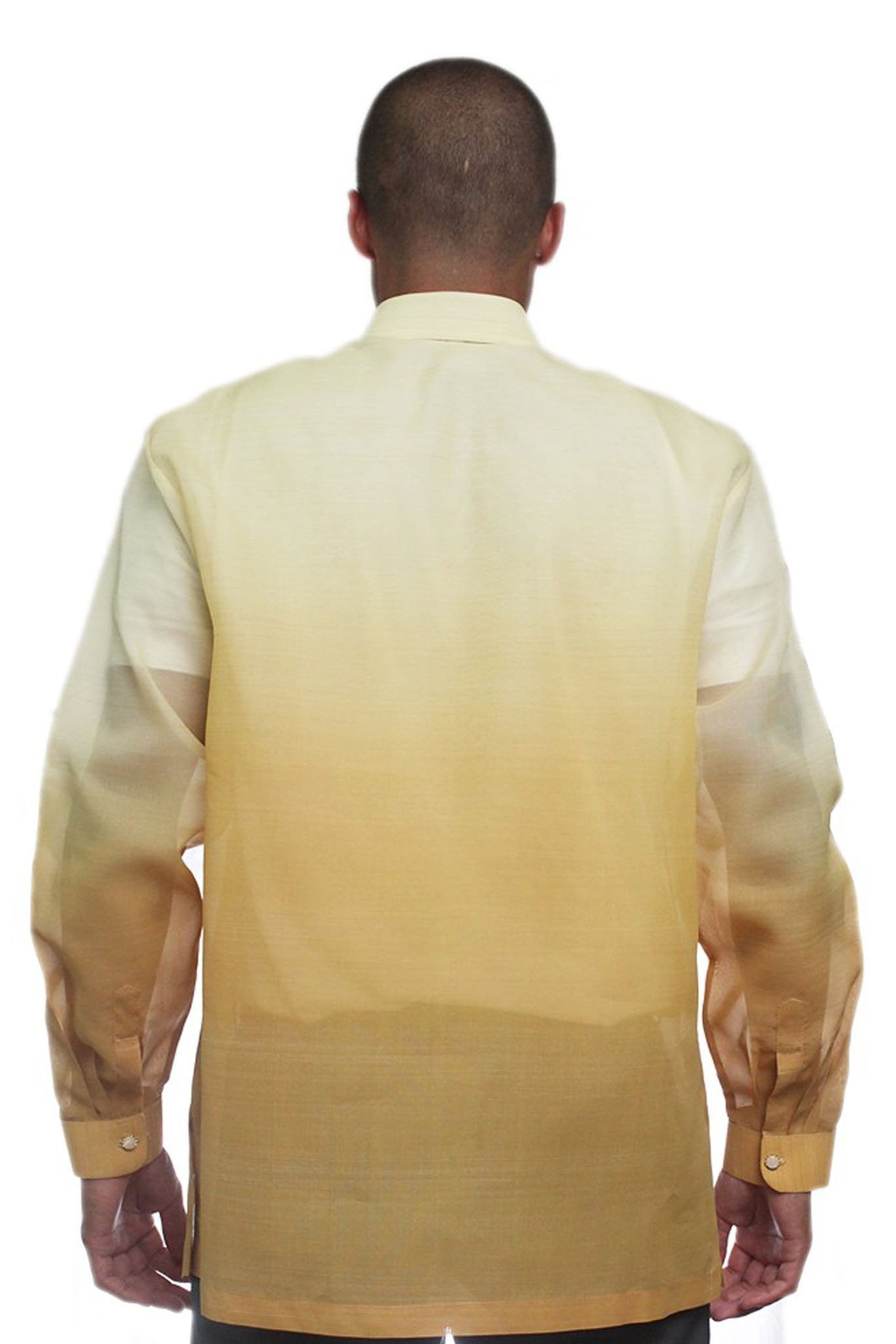 Jusi Pina Monochromatic Barong Tagalog Gold 001 - BARONG WAREHOUSE