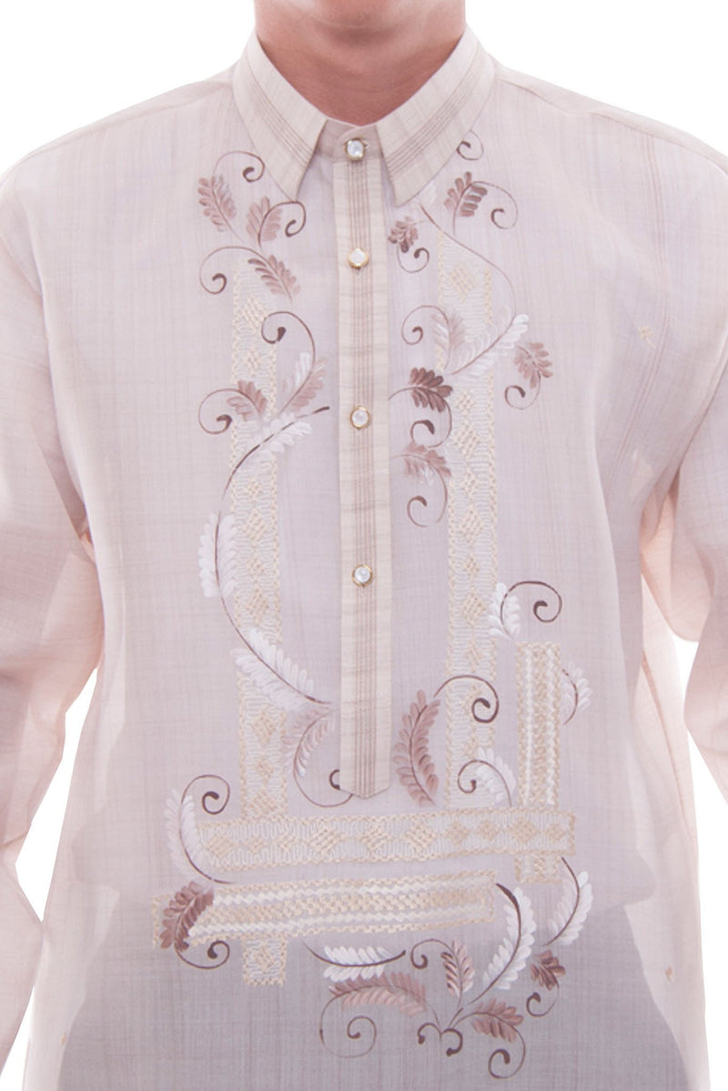 MADE-TO-ORDER - Jusi Pina Painting & Embroidery Barong Tagalog Brown 0 ...