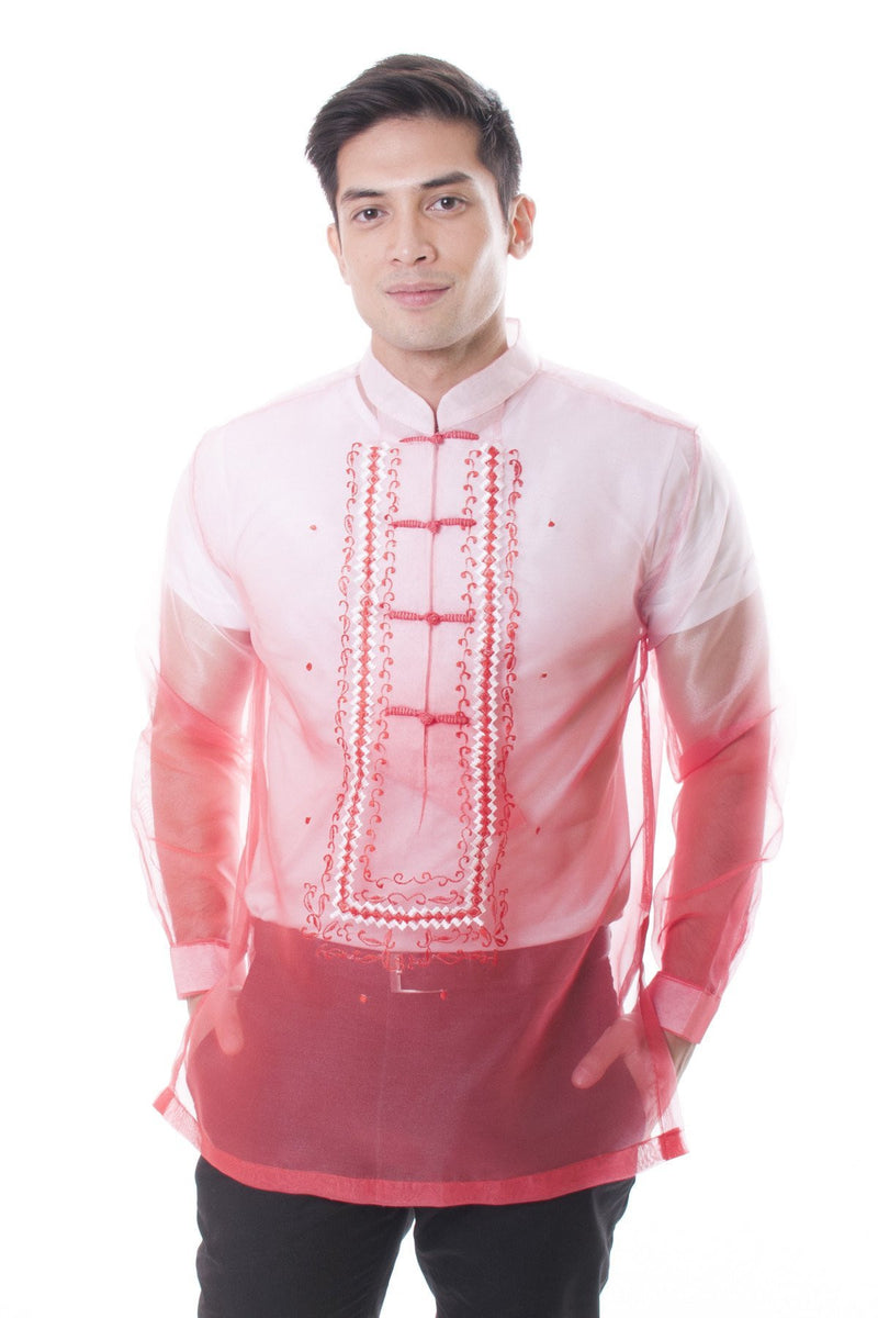 Organza Barong Tagalog Red 003 – BARONG WAREHOUSE