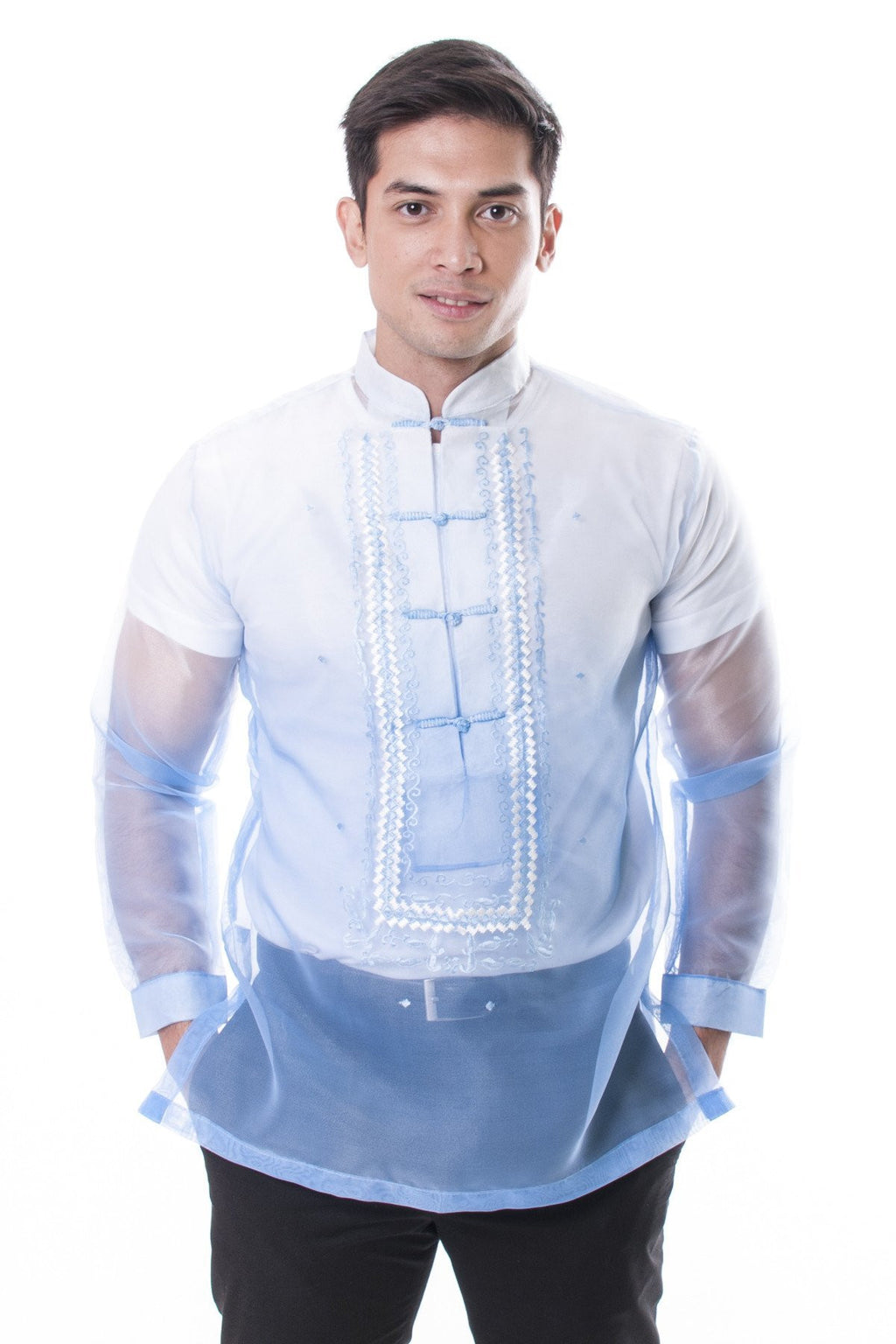 Organza Barong Tagalog Blue 003 – BARONG WAREHOUSE