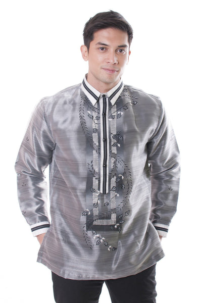 Organza Pina Barong Tagalog with Lining Black 002 - BARONG WAREHOUSE