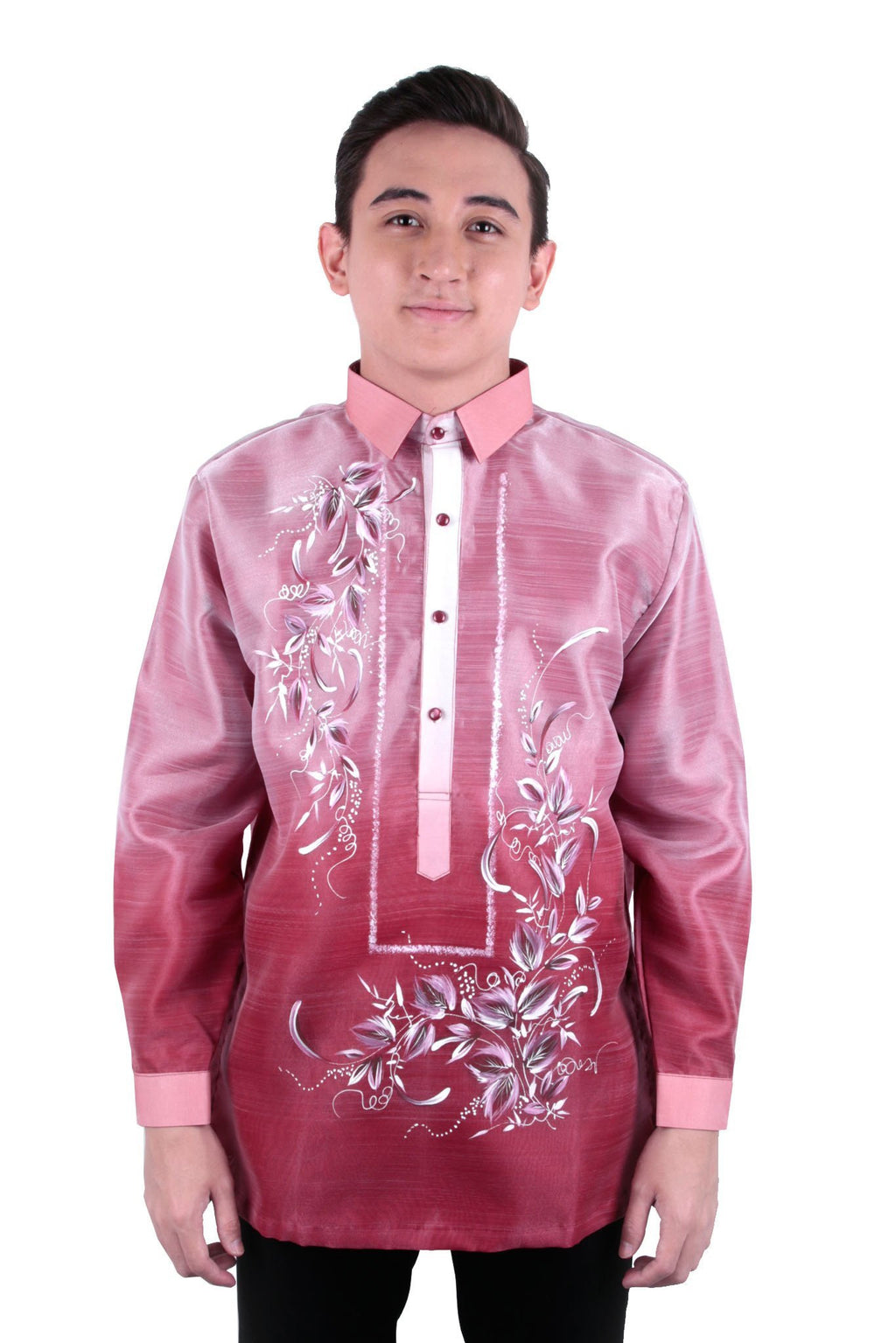 Organza Pina Barong Tagalog with Lining Maroon 005 – BARONG WAREHOUSE