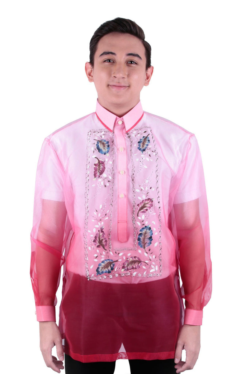 MADE-TO-ORDER - Organza Painting Barong Tagalog Red 005 – BARONG WAREHOUSE