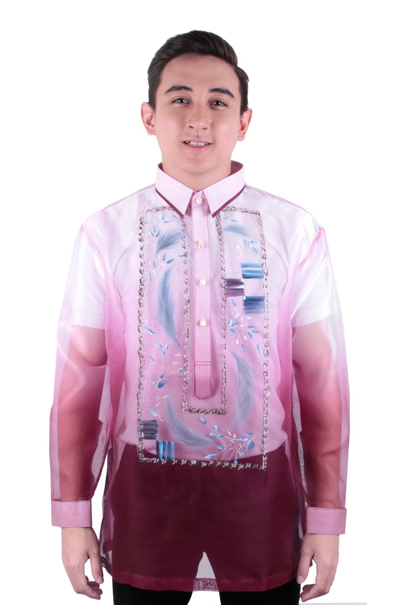 MADE-TO-ORDER - Organza Painting Barong Tagalog Maroon 003 – BARONG ...