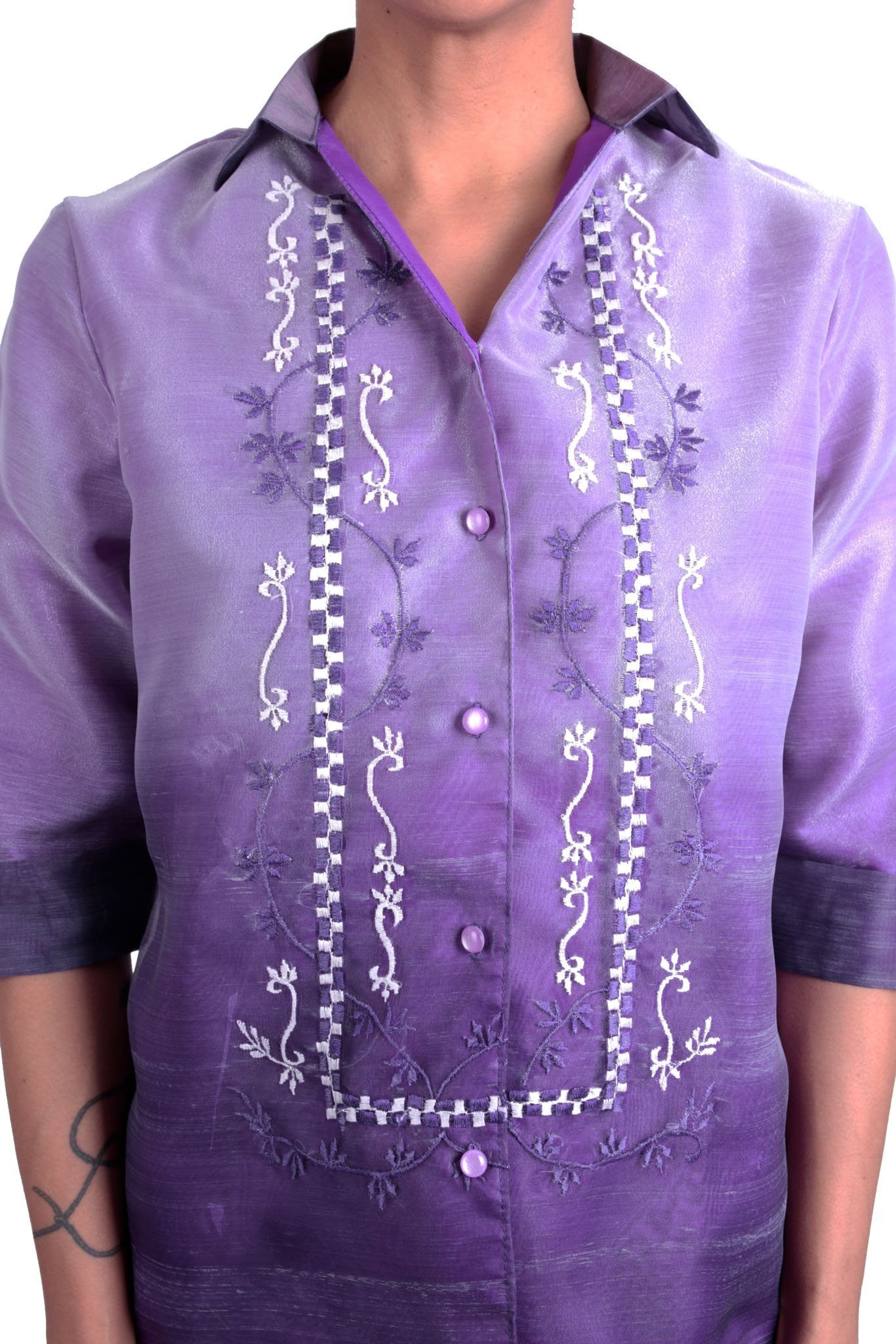 MADE-TO-ORDER - Women's Barong Purple 005 - Filipiniana – BARONG WAREHOUSE