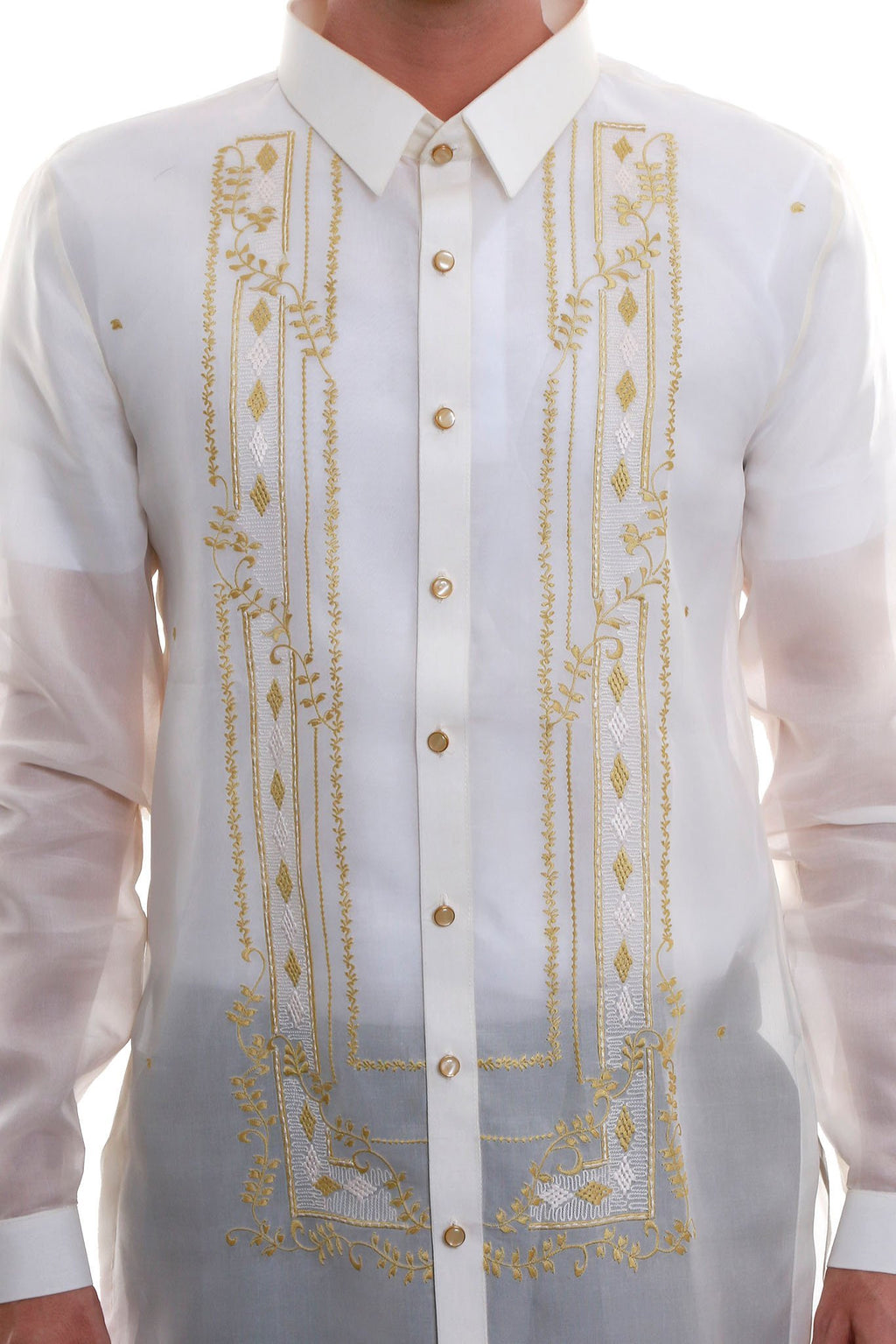 MADE-TO-ORDER - Jusi Full-Open Barong Tagalog Gold 001 – BARONG WAREHOUSE