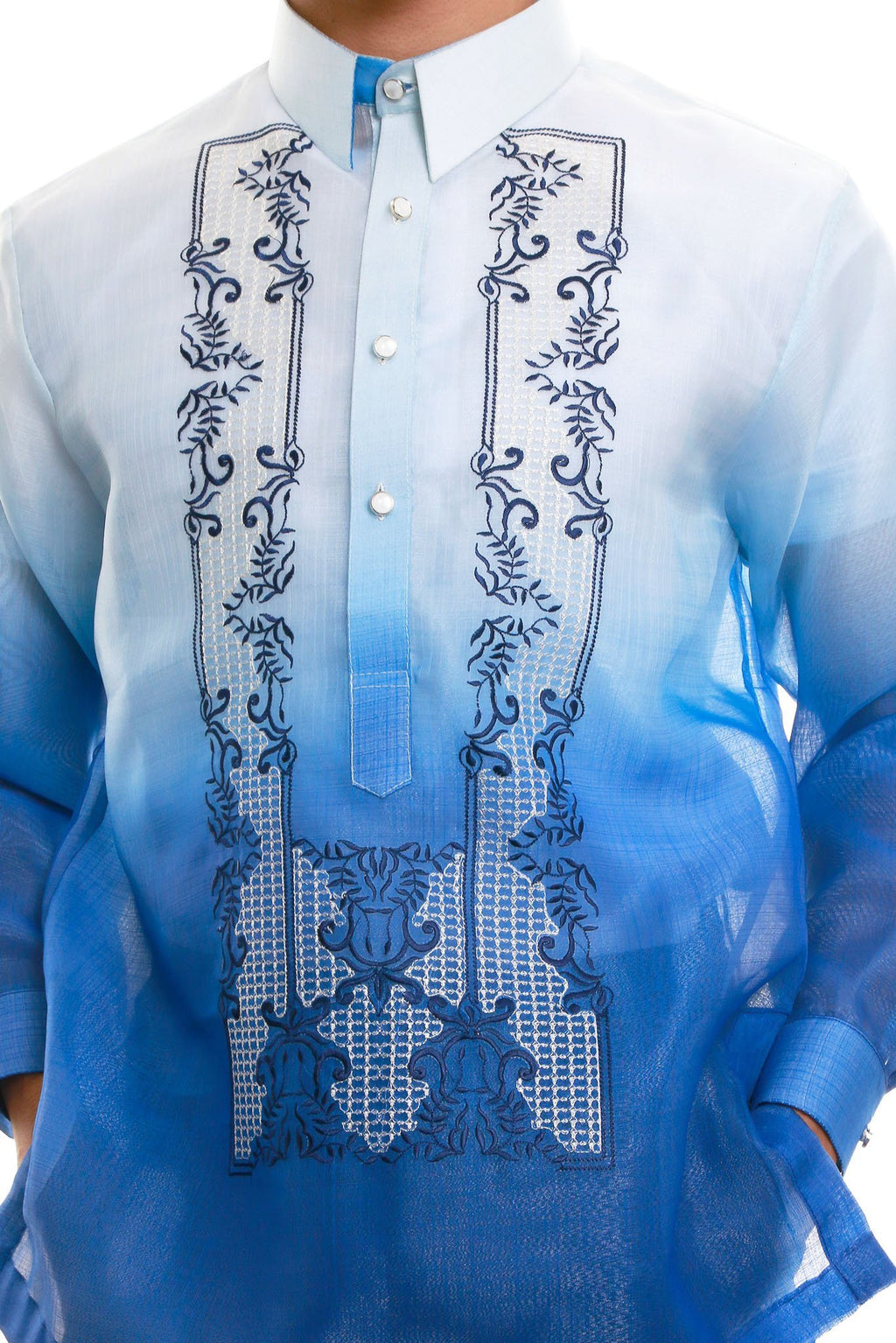 MADE-TO-ORDER - Cocoon Pina Barong Tagalog Blue 006 – BARONG WAREHOUSE