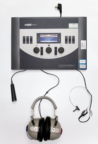 Audiometer with air-conduction and bone-conduction transducers