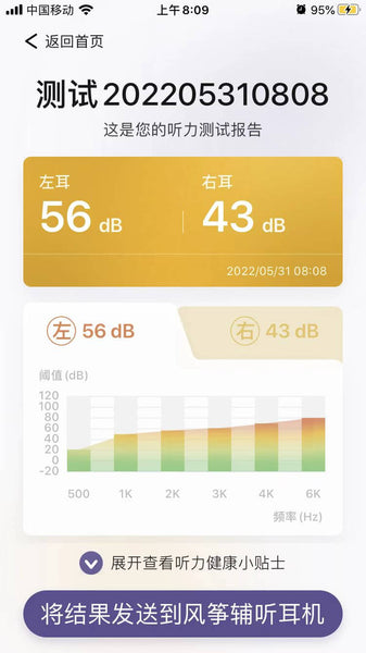 Ren Qing hearing profile from the Yinbei app