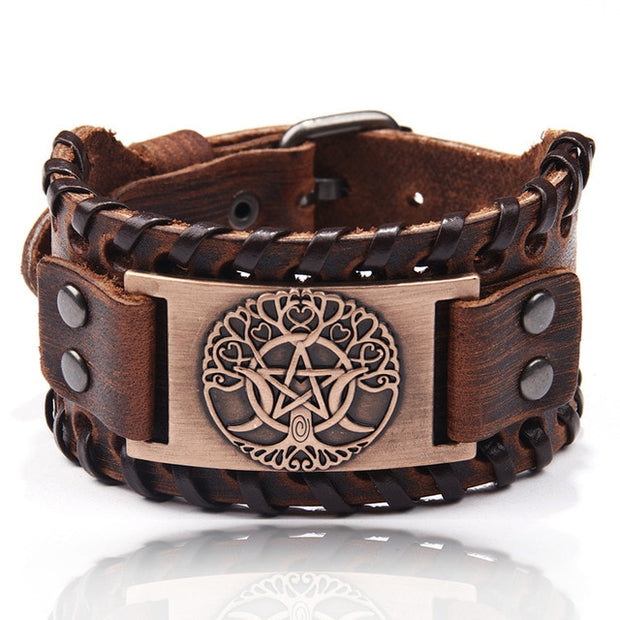 Viking Wide Leather Men's Bracelet