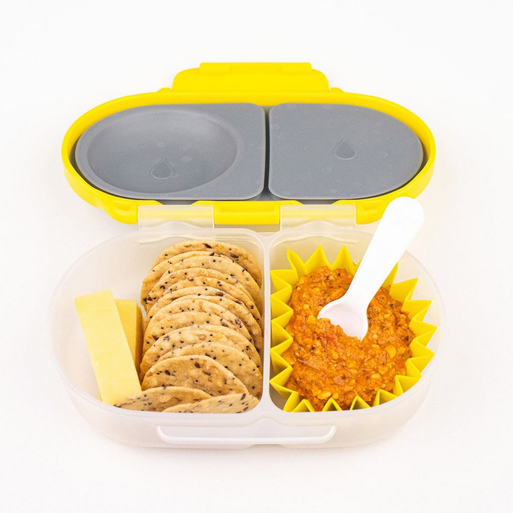 b.box Mini Lunch box for Toddlers, Kids | Bento Box, Lunch Snack Container  | 2 Leak Proof Compartments | BPA Free (Lemon Sherbet)