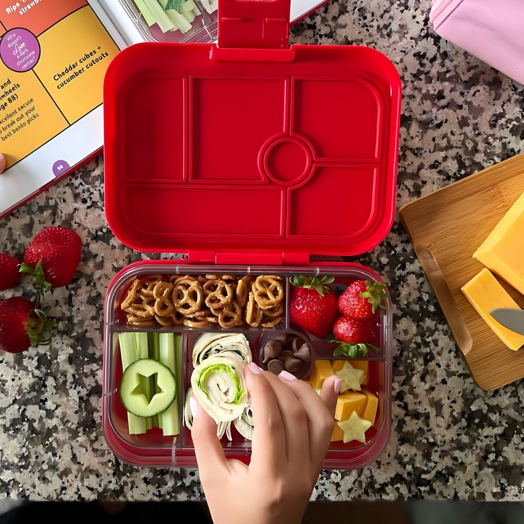 Yumbox Tapas 4 Compartment - Monte Carlo Blue/Race Cars Tray