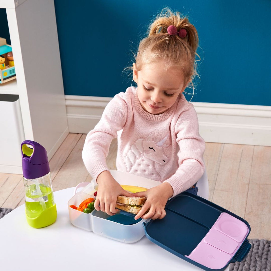 b.box Mini Lunch box for Toddlers, Kids | Bento Box, Lunch Snack Container  | 2 Leak Proof Compartments | BPA Free (Lemon Sherbet)