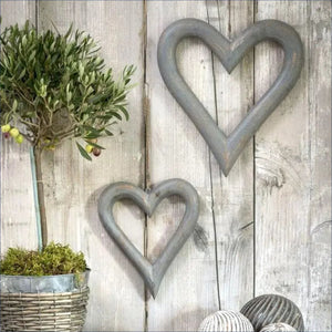 Iris & Eve 18.50 Grey Mango Wood Hanging Heart Decoration