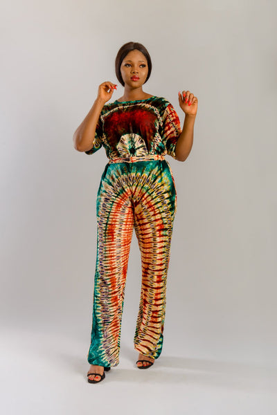 SOLA LONG PANT SET WITH GREEN AND RED TONE