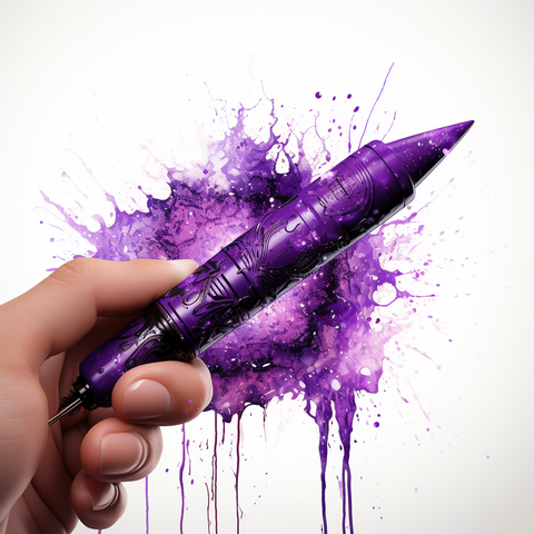 Midjourney AI Art of a Purple Pen with Splashed Paint