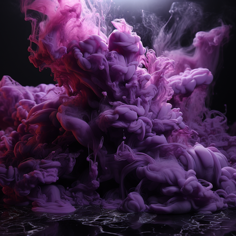 Midjourney AI Art, cloud of purple smoke against a vanta black background