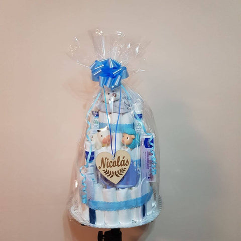 Tarta de pañales Mustela doudou azul