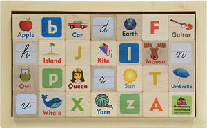 Vintage Style Letter & Picture Blocks with Storage Tray