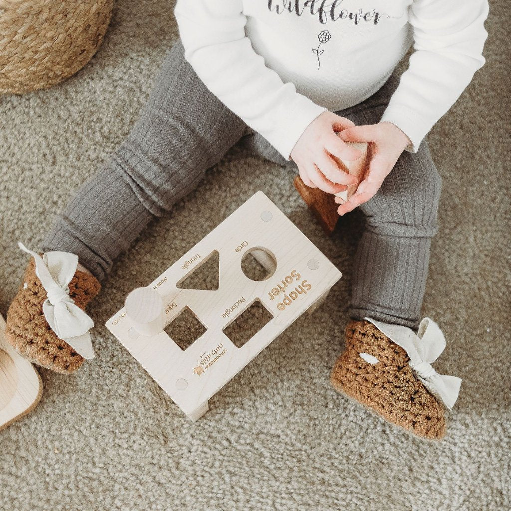 natural wood shape sorter