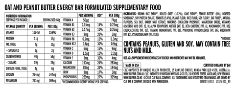 Clif Energy Bar Crunchy Peanut Butter Nutritional Information | Clif NZ