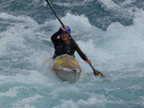 Rach on the grade 2 rapid on the Taramakau river just behind Kumara