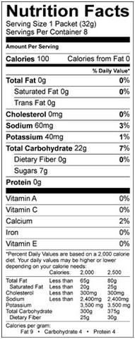 Gu Gel - Vanilla Bean - Nutritional Facts
