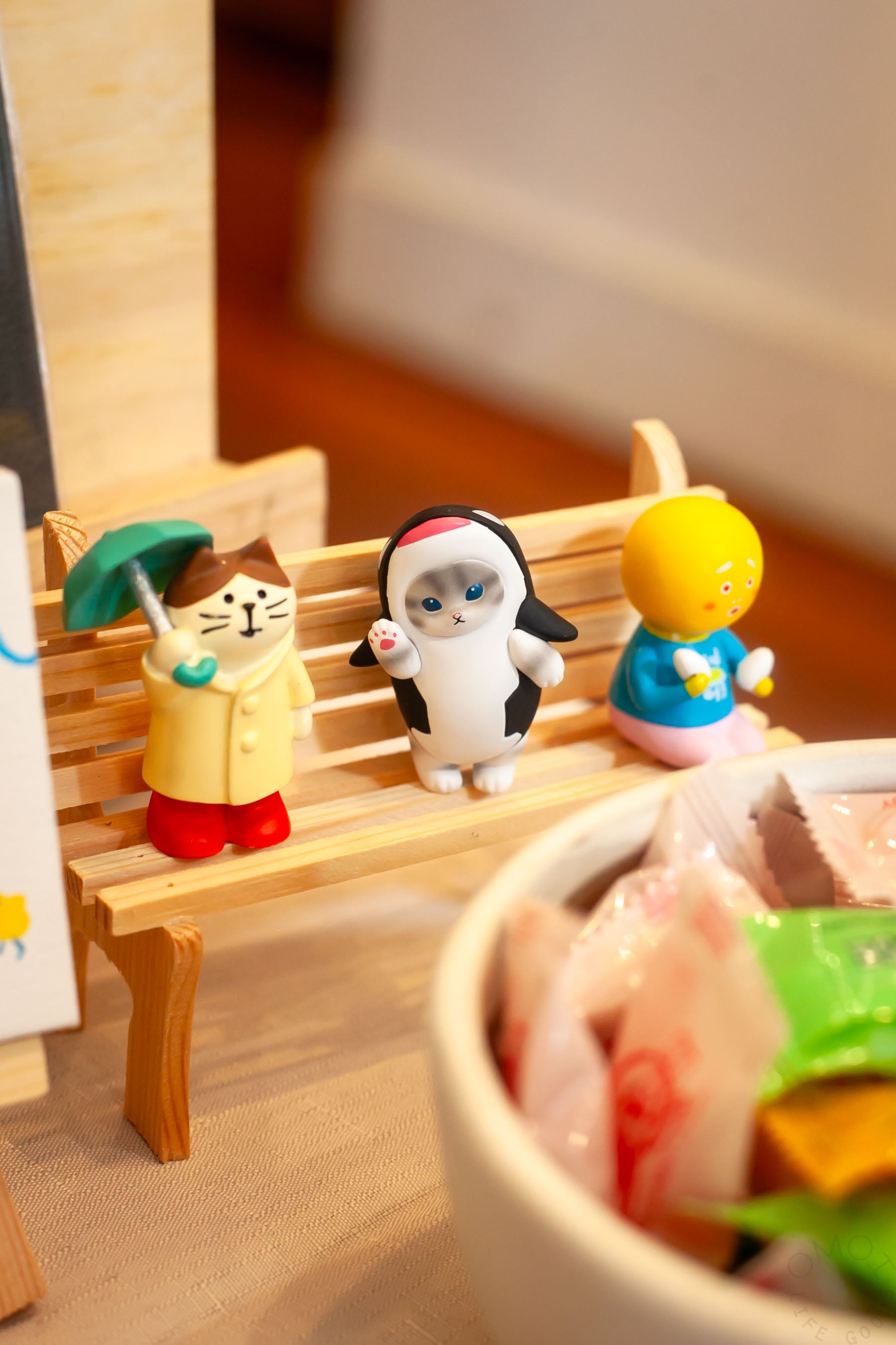 Hannah's table had this ADORABLE mini bench setup featuring blind box toys that OMOI has sold in the past.