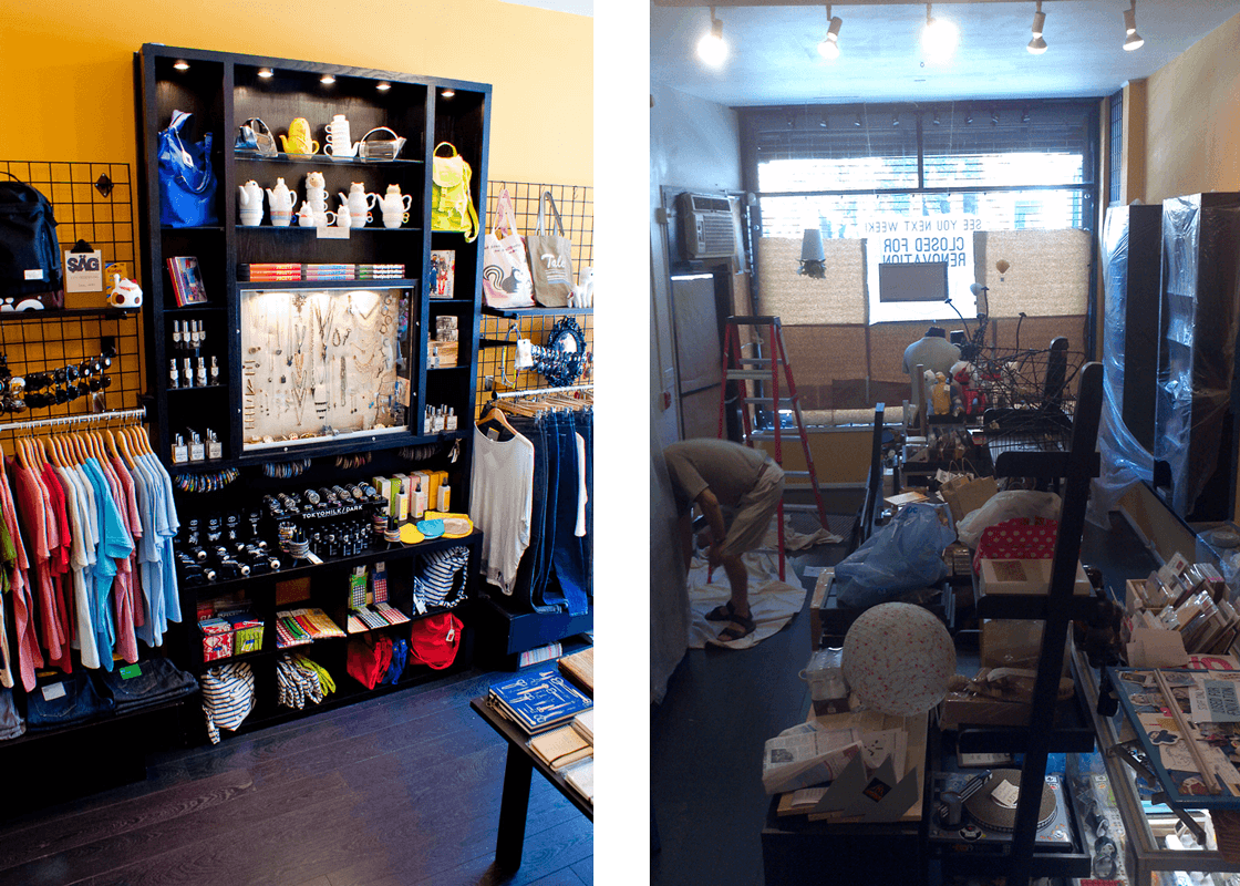The store in June 2012 on the left, and the store in August 2012 on the right.
