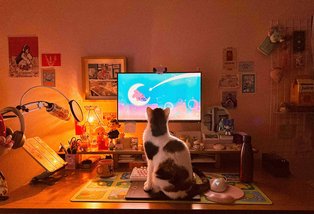 Magic Hour - Kiki atop my desk setup