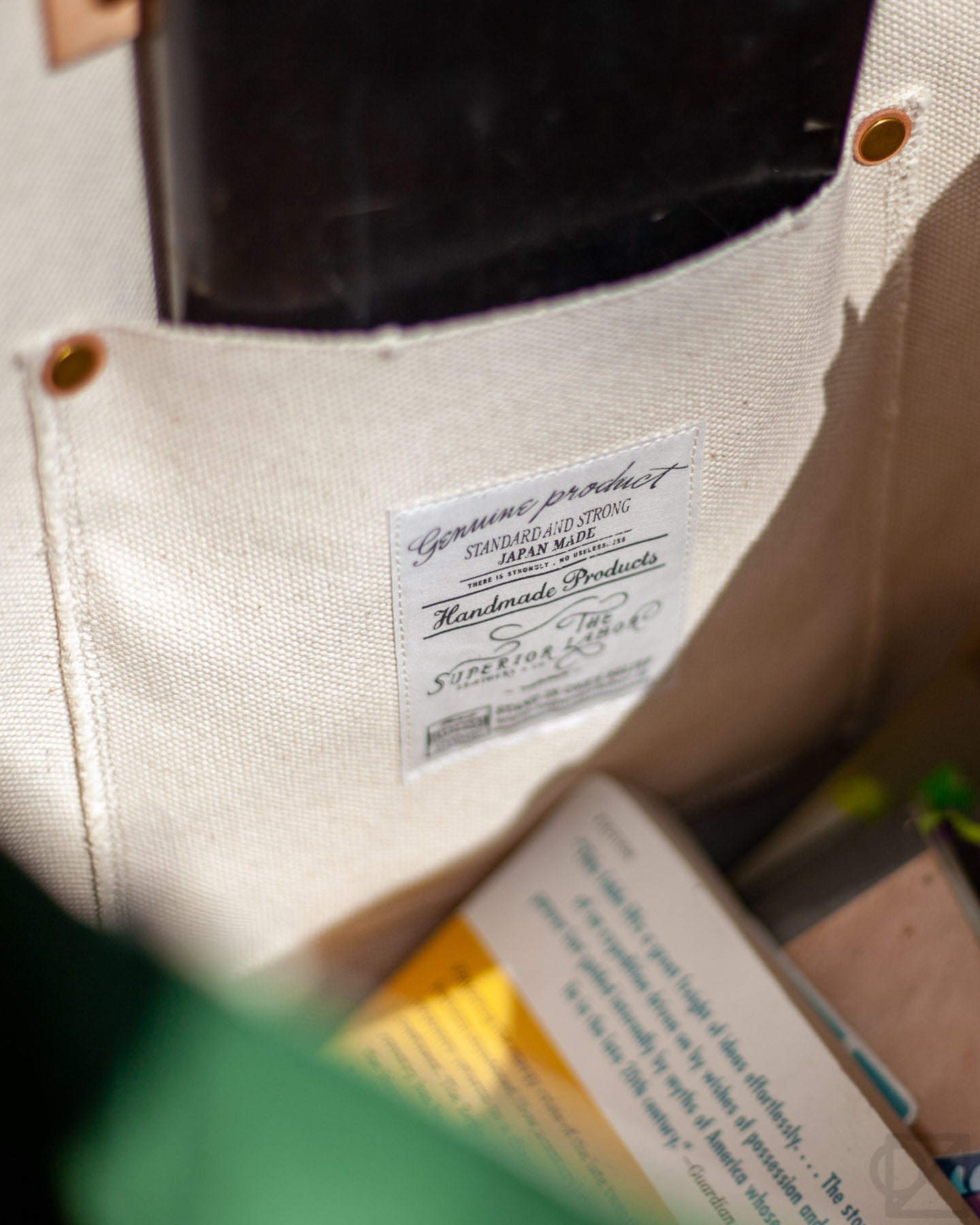 A Superior Label tag inside the bag