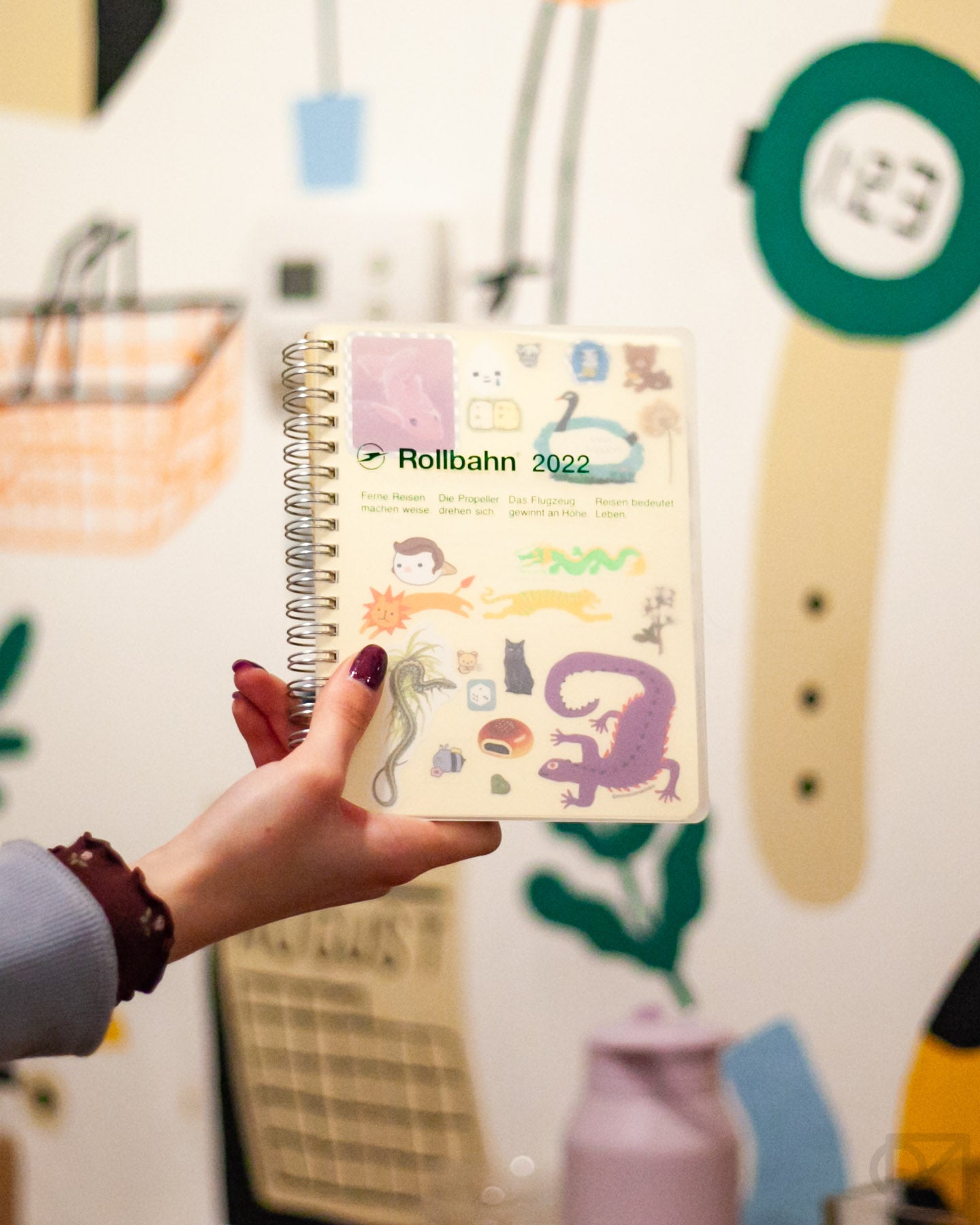 Rachel customizes the otherwise plain Delfonics Rollbahn Clear Monthly Planner with some of the MANY stickers we have in stock.⁠