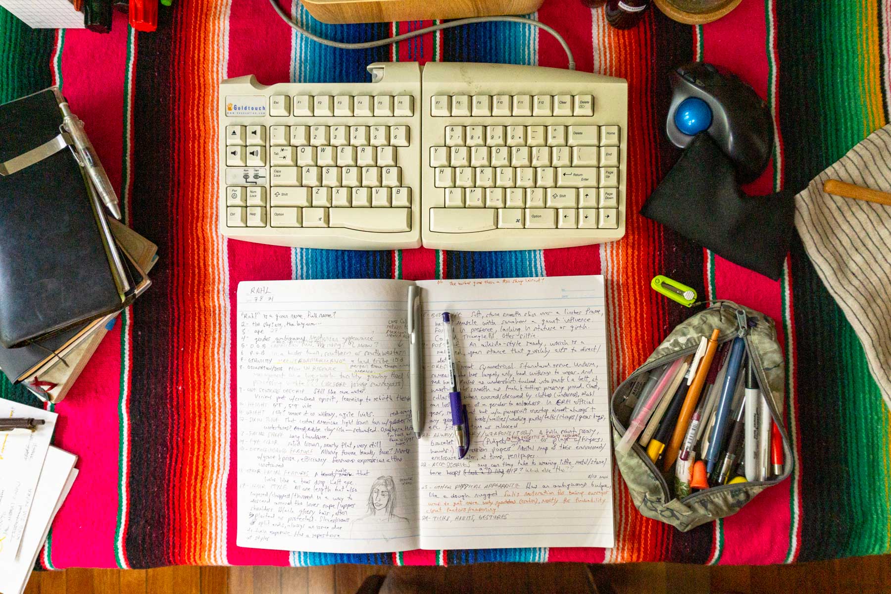 desk writing focus