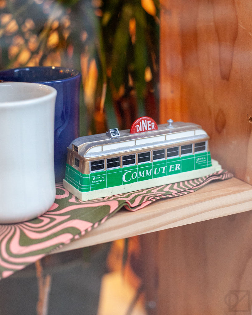 A collectible railcar diner belonging to Liz's mother. So cute!