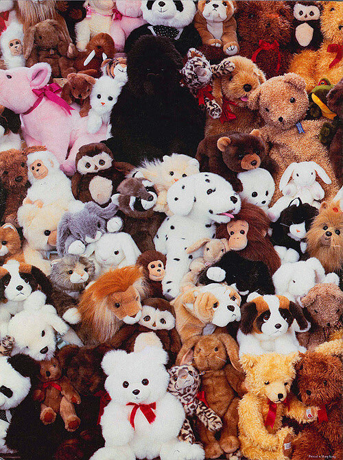 A pile of stuffed animals fills the entire frame of the image, taken from tumblr.