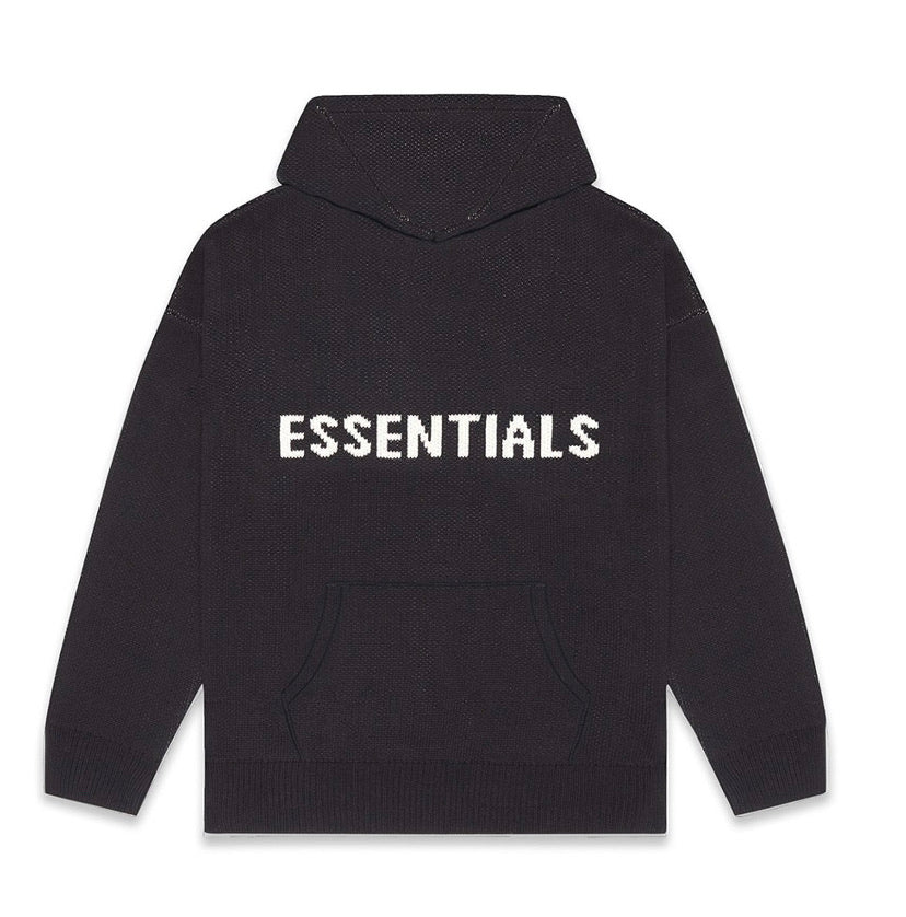 Essentials Knitted Hoodie - Black – EHHEAT