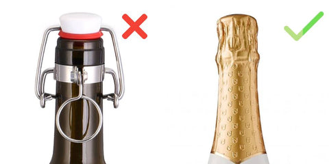flip top bottle cap vs champagne style bottle top