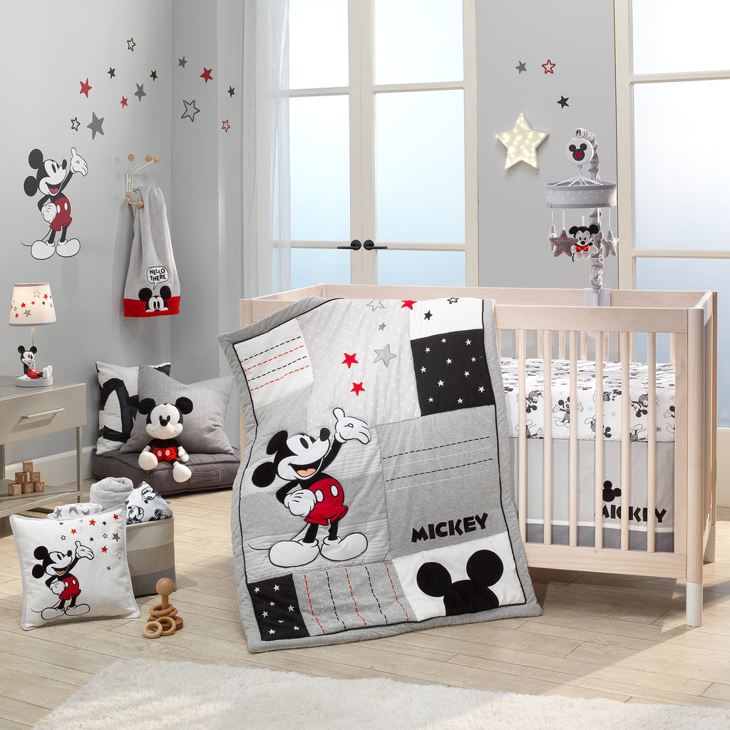 Disney Baby Magical Mickey Mouse 3 Piece Crib Bedding Set Gray