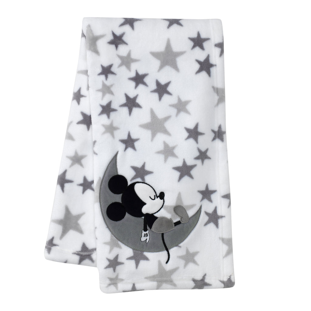 Disney Baby Mickey Mouse White Gray Celestial Fleece Blanket
