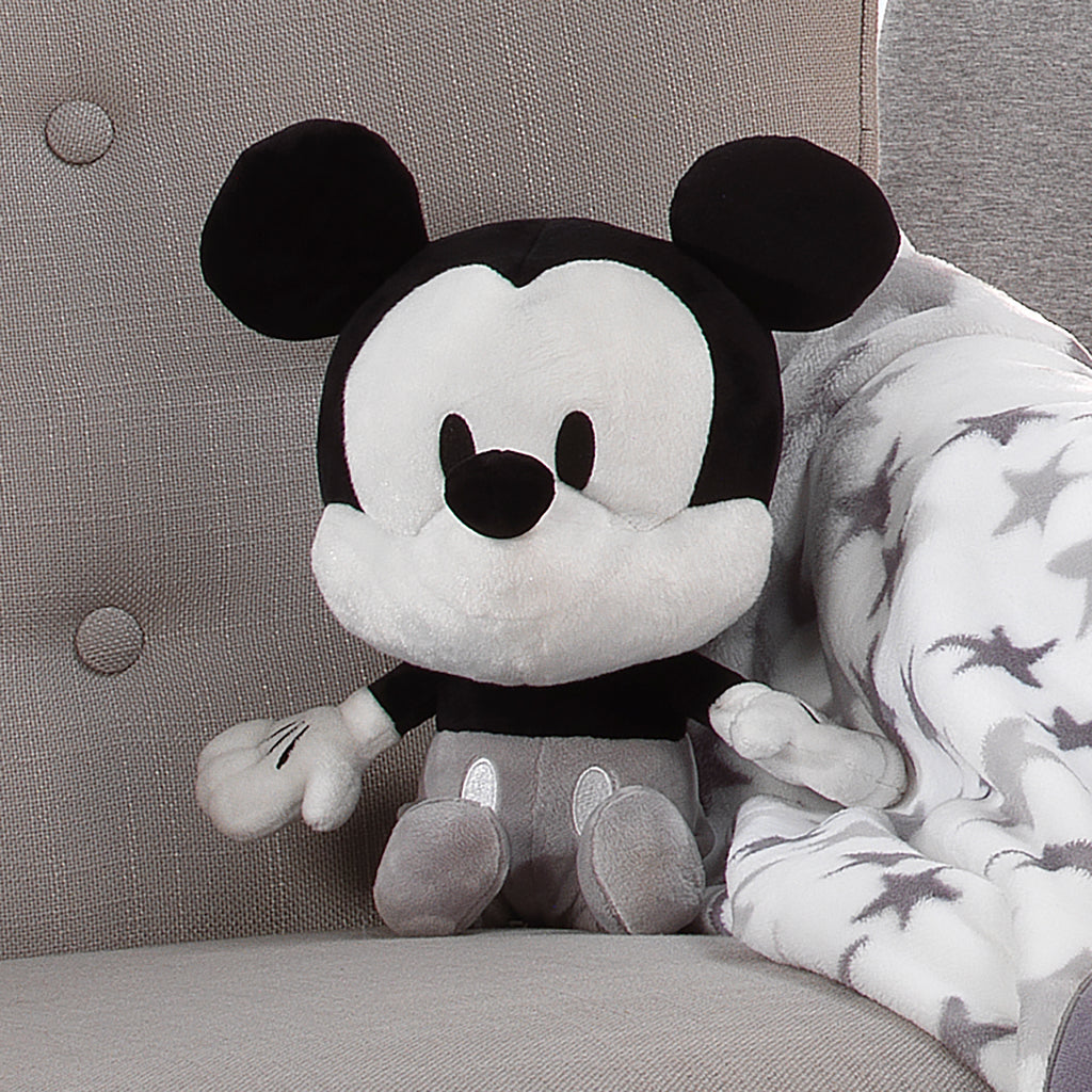 Disney Baby Mickey Mouse Black White Plush Stuffed Animal Toy